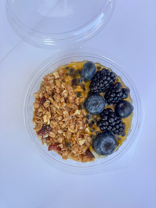 Greek Yoghurt with Passionfruit, Berries & Granola